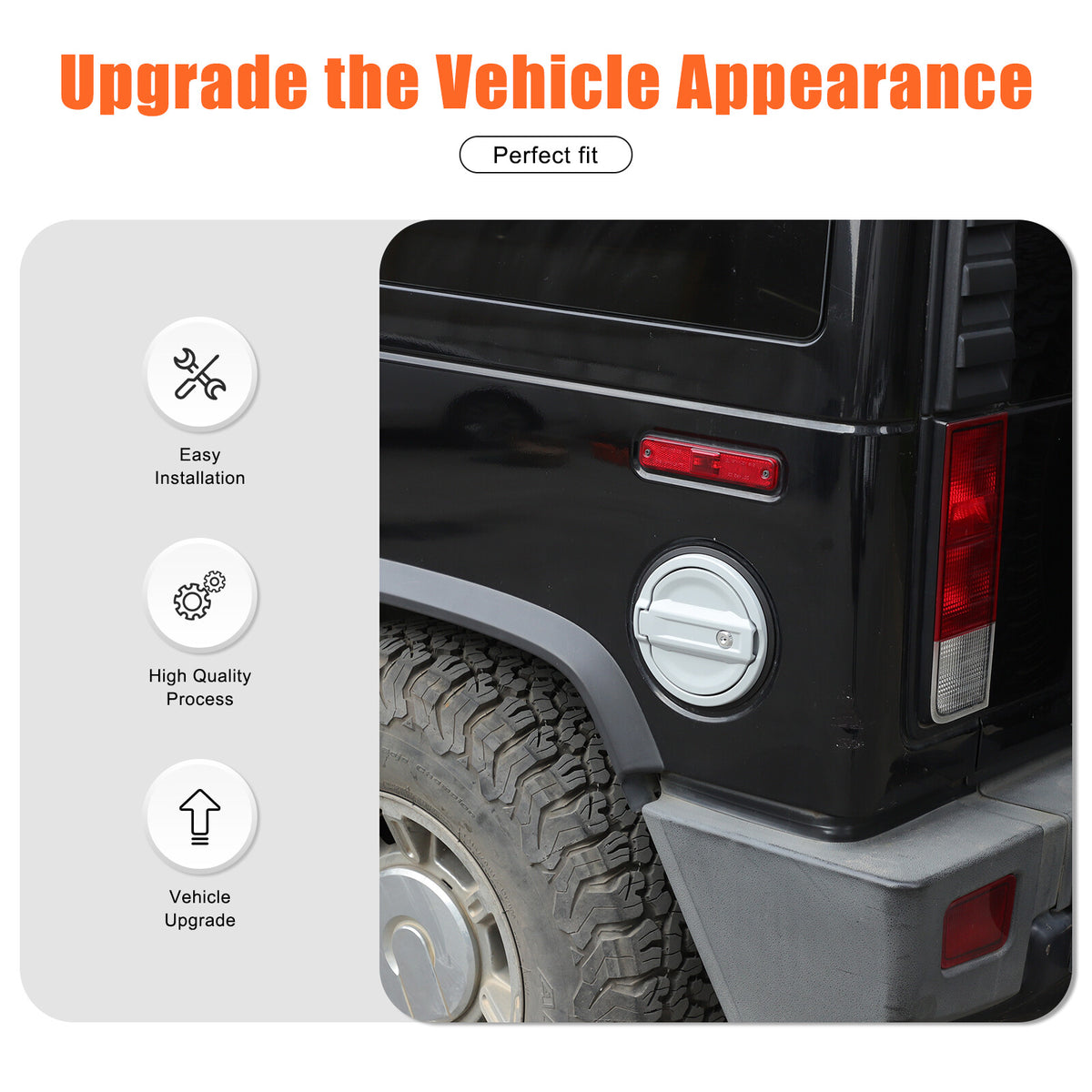 Silver Alloy Fuel Tank Cap Anti-theft Lock Cover Trim For Hummer H2 2003-2009 6