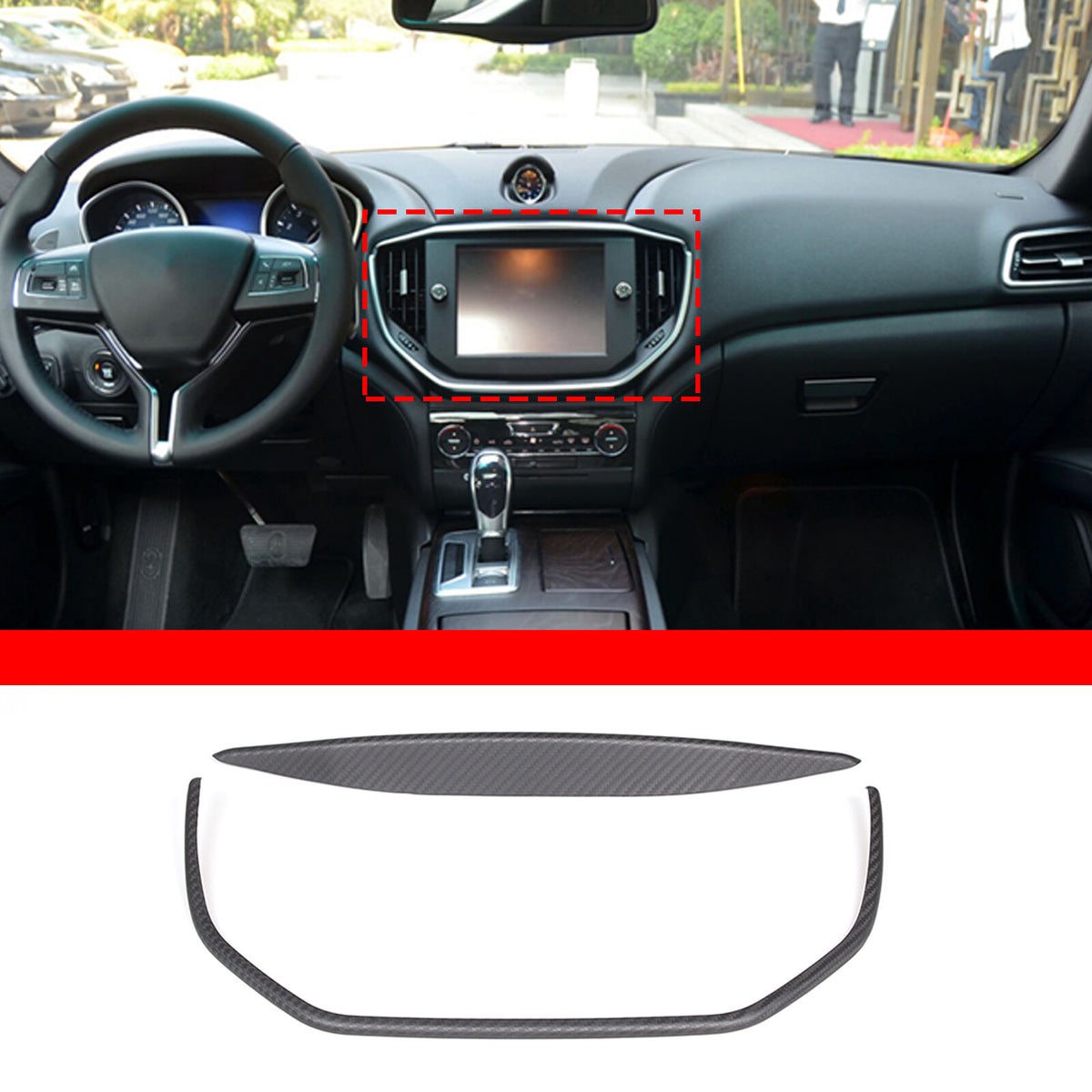 Matt Carbon fiber Center Console air outlet frame Trim For Maserati Ghibli 14-15 2