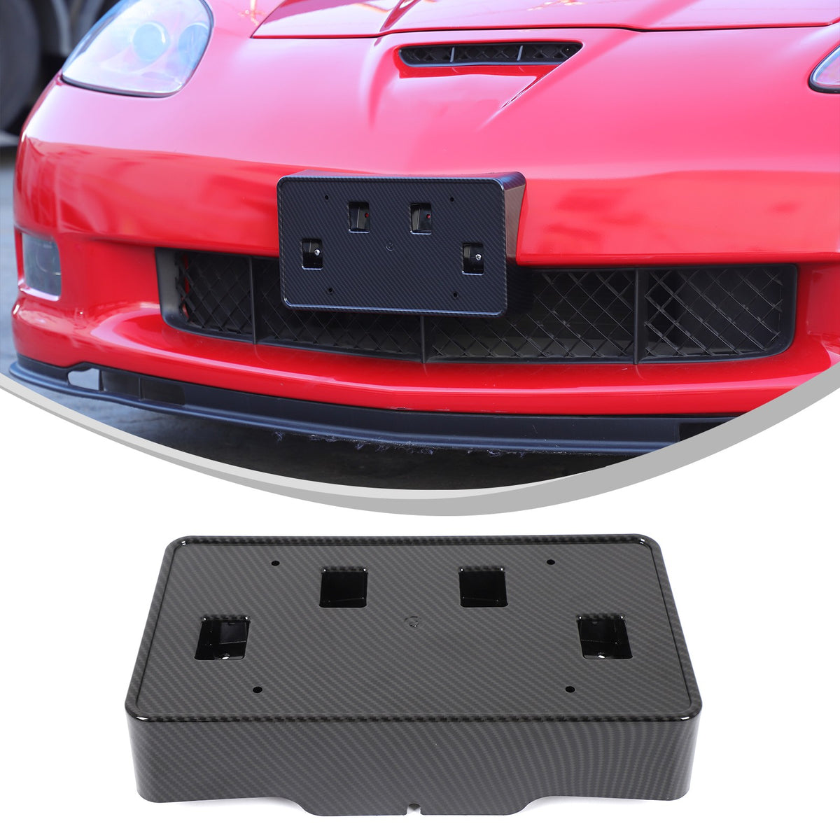 Carbon Fiber Front License Plate Bracket Holder For Corvette C6 05-13 US Version 2