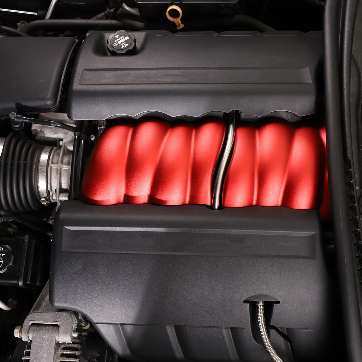 Red Aluminum Alloy Engine Intake Cover Trim Cover Set For Corvette C6 2005-13 4