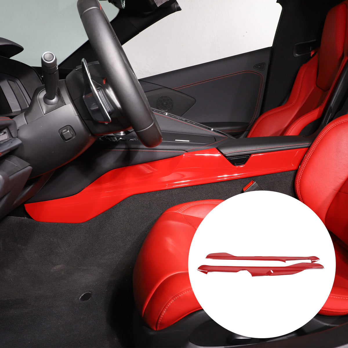 ABS Red Car Side Center Console Strips Trim For Corvette C8 Z51 Z06 2020-26 15