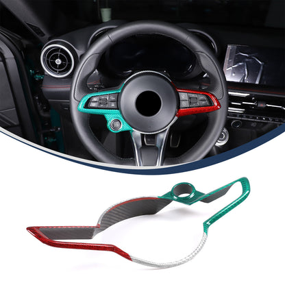 Tri-Color Carbon Fiber Steering Wheel Cover Trim Set for Alfa Romeo Tonale 23-24 3