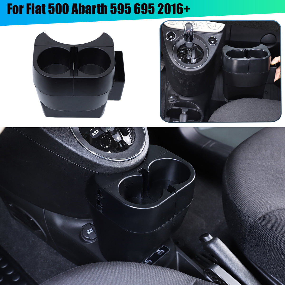 Center Lower Cup Storage Box Organizer Tray For Fiat 500 Abarth 595 695 2016+ 1