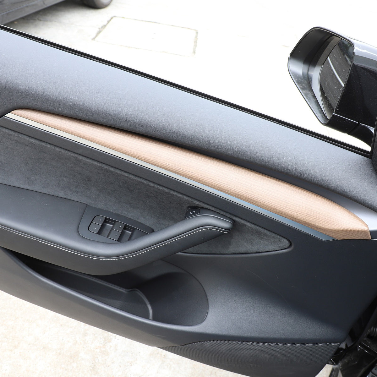 Pear Wood Grain ABS Interior Door Panel Trim For Tesla Model 3/Y 2021-2022 4