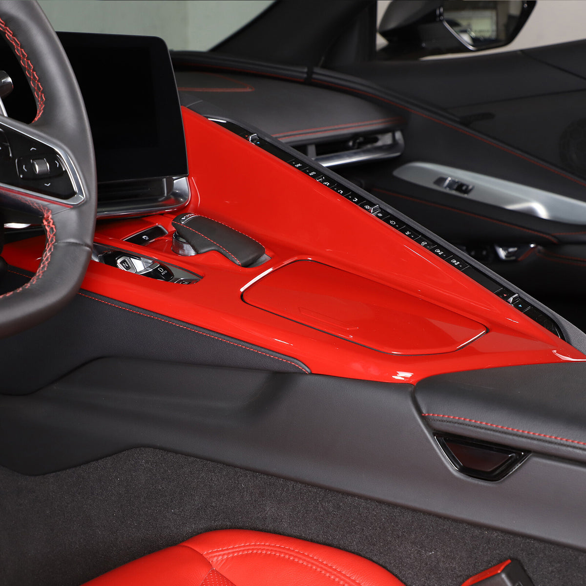 2pcs Red ABS Center Console Frame Trim Cover Fit for Corvette C8 2020-2025 6