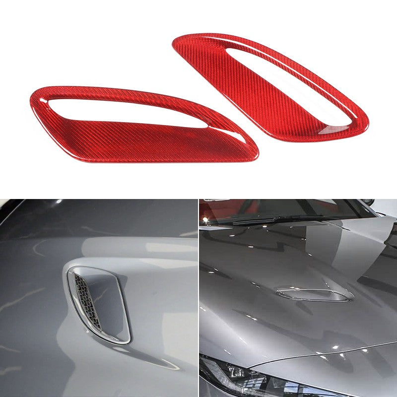 Red Real Carbon Fiber Hood Air Inlet Frame Trim For Jaguar F-TYPE X152 2021+ 20