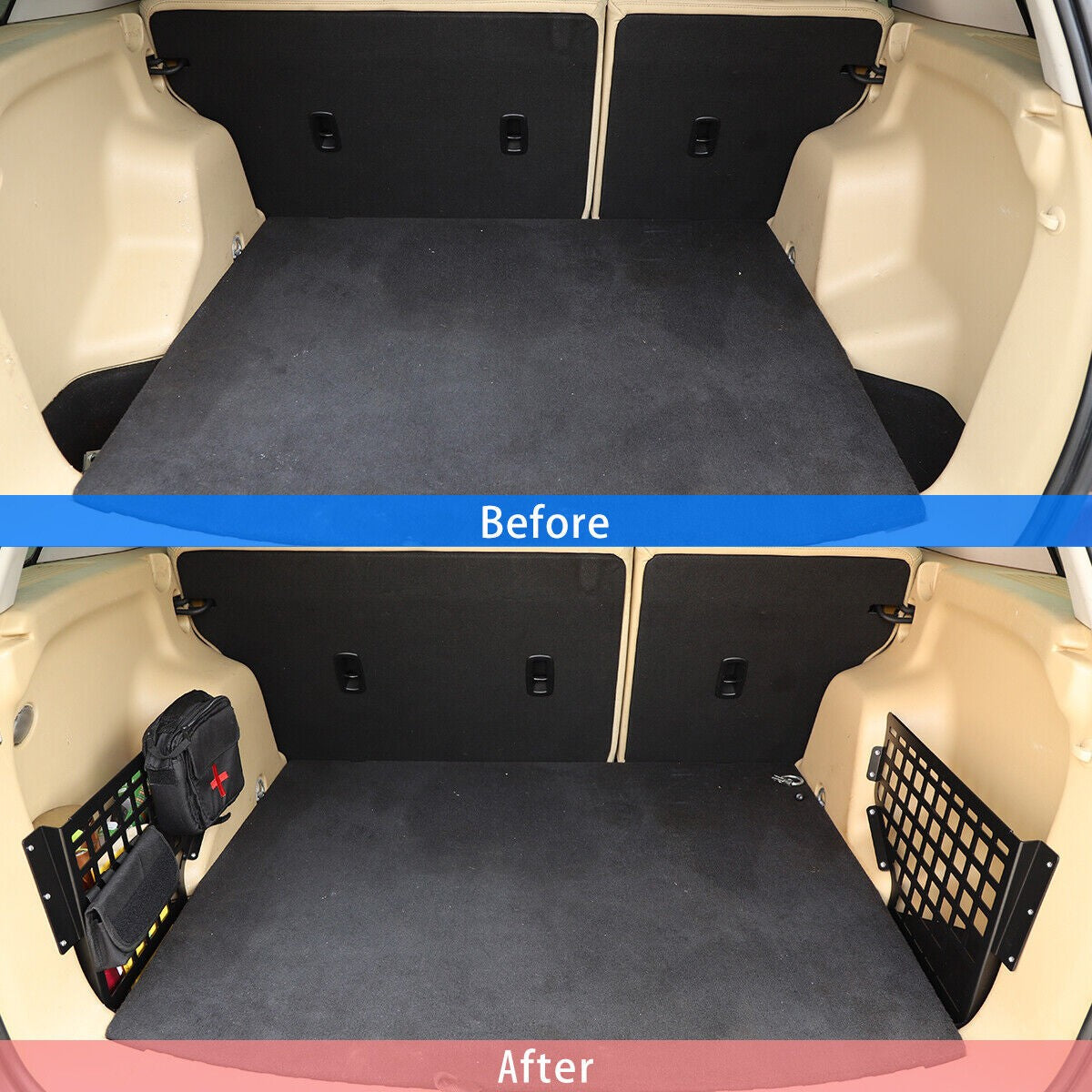 Alloy Rear Trunk Side Storage Baffle Molle Panel For LR Freelander 2 2007-2015 5