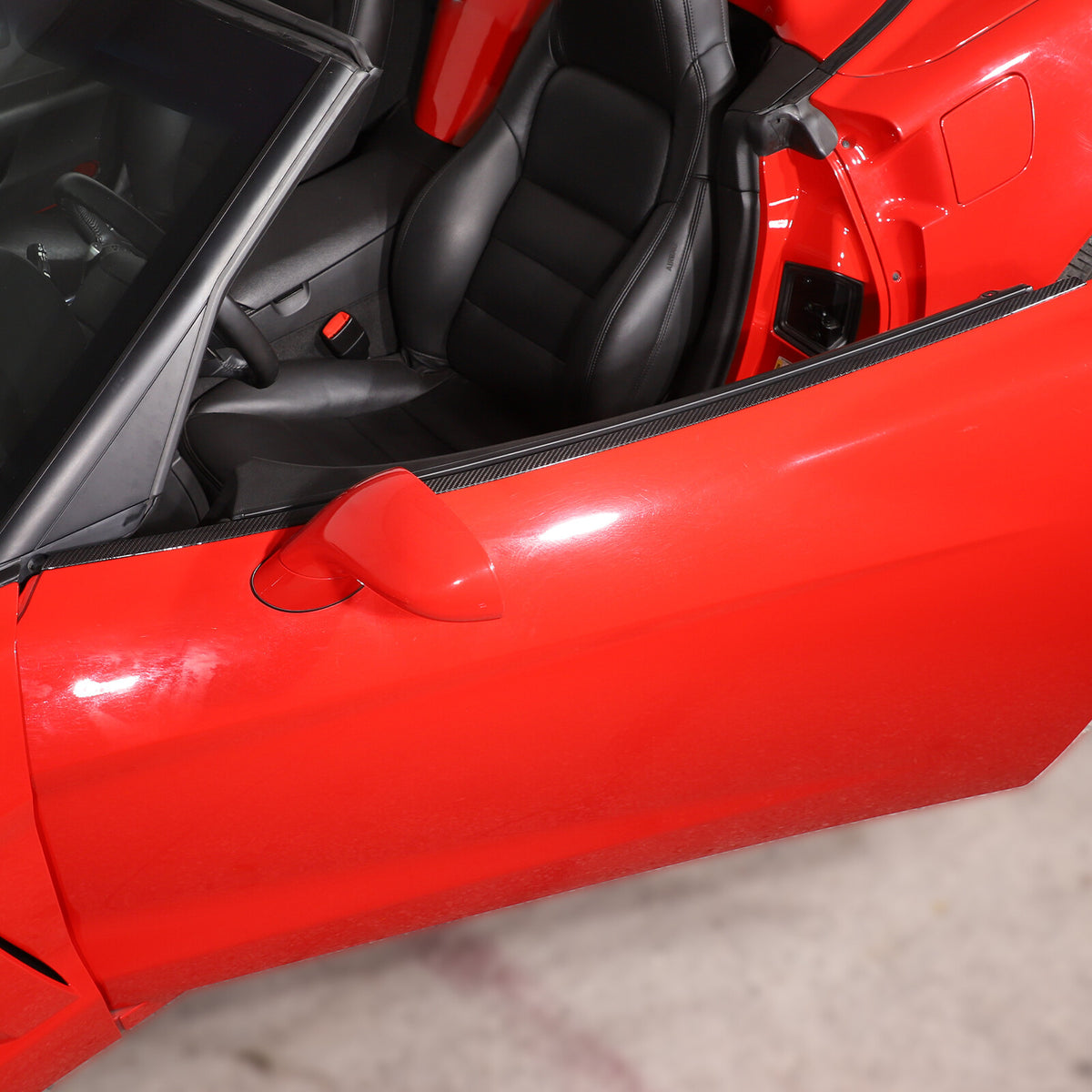 Real Carbon Fiber Door Window Sill Trim Decor Strips For Corvette C6 2005-2013 5