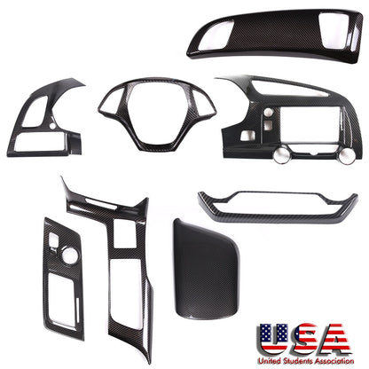 8PC ABS Carbon Fiber Interior Full Center Console Trim Set For Corvette C7 14-19 1