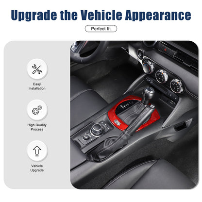 Red Real Carbon Fiber Center Gear Panel Cover Trim For mazda MX5 MX-5 Miata 16+ 16