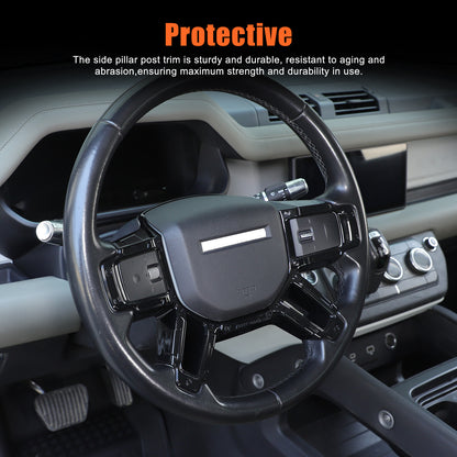 Mecha Glossy Black Steering Wheel Frame Trim For Land Rover Defender L663 20-25 3