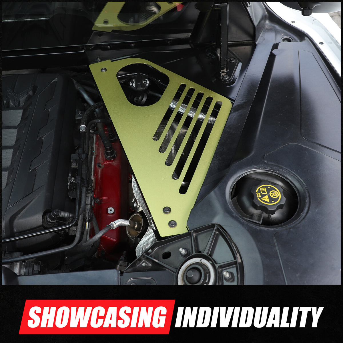 Yellow Engine Bay Side Panel Cover Overlay Coupe For Corvette C8 2020-26 9