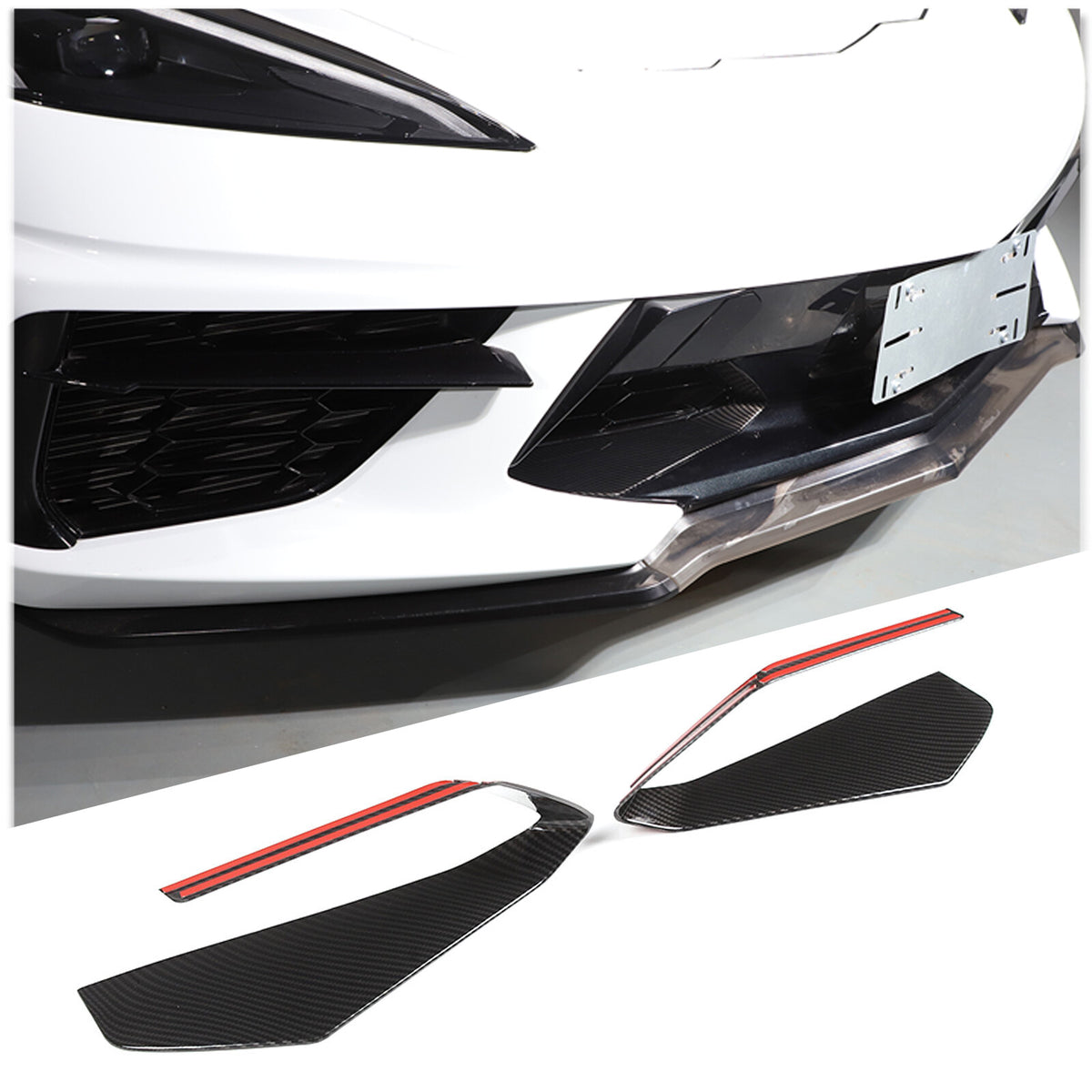 ABS Carbon Front Side Air Intake Vent Grille Cover Trim For Corvette C8 20+ 9