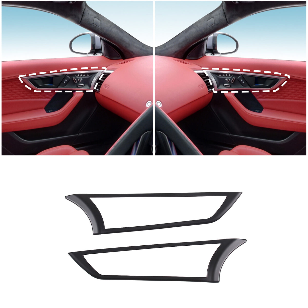 Matte Black Inner Door Handle Frame Cover Trim Fit For 2013-24 Jaguar F-TYPE US 1