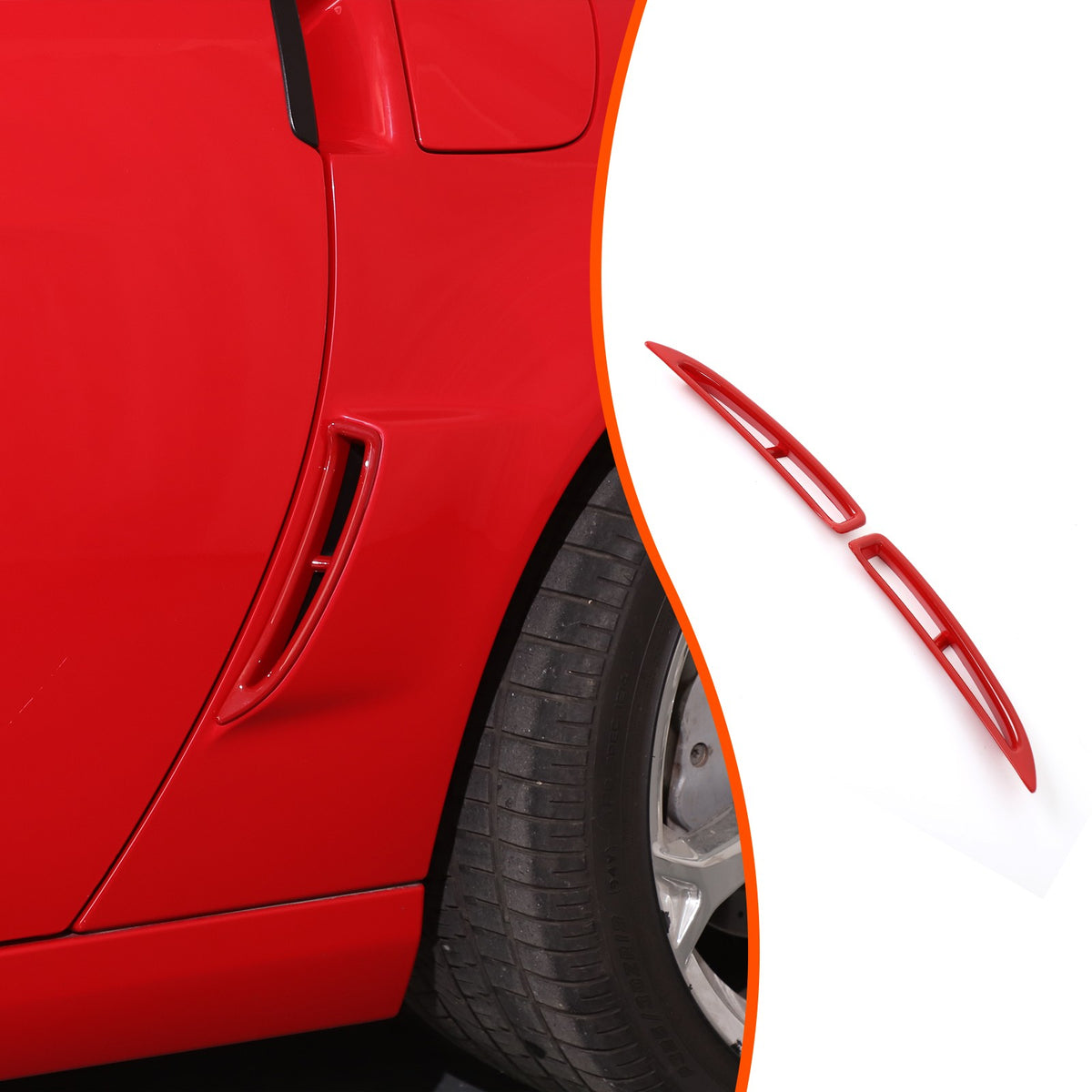Red ABS Carbon Fiber Rear Fender Vent Trim Frame For Corvette C6 2005-2013 9