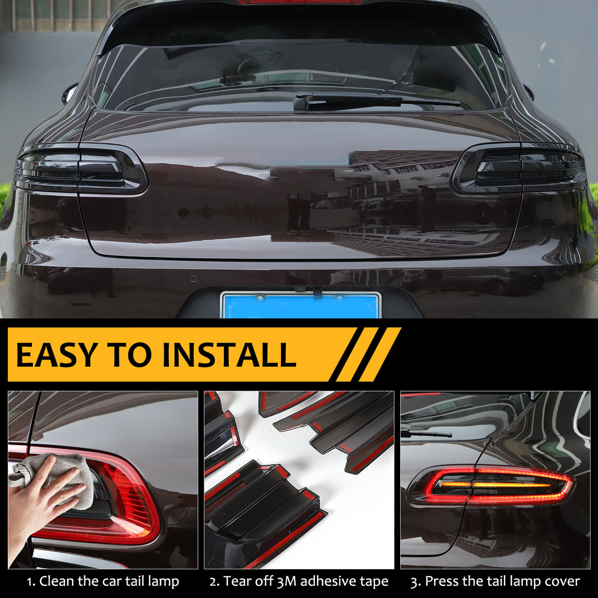Smoked Blackout Rear Tail light Overlay Lens Cover For Porsche Macan 95B 15-18 12