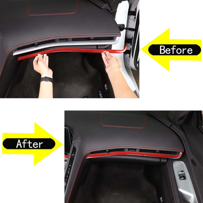 Red Soft Carbon Fiber Interior Decor Trim Kit Cover Set For Corvette C8 20-25 146
