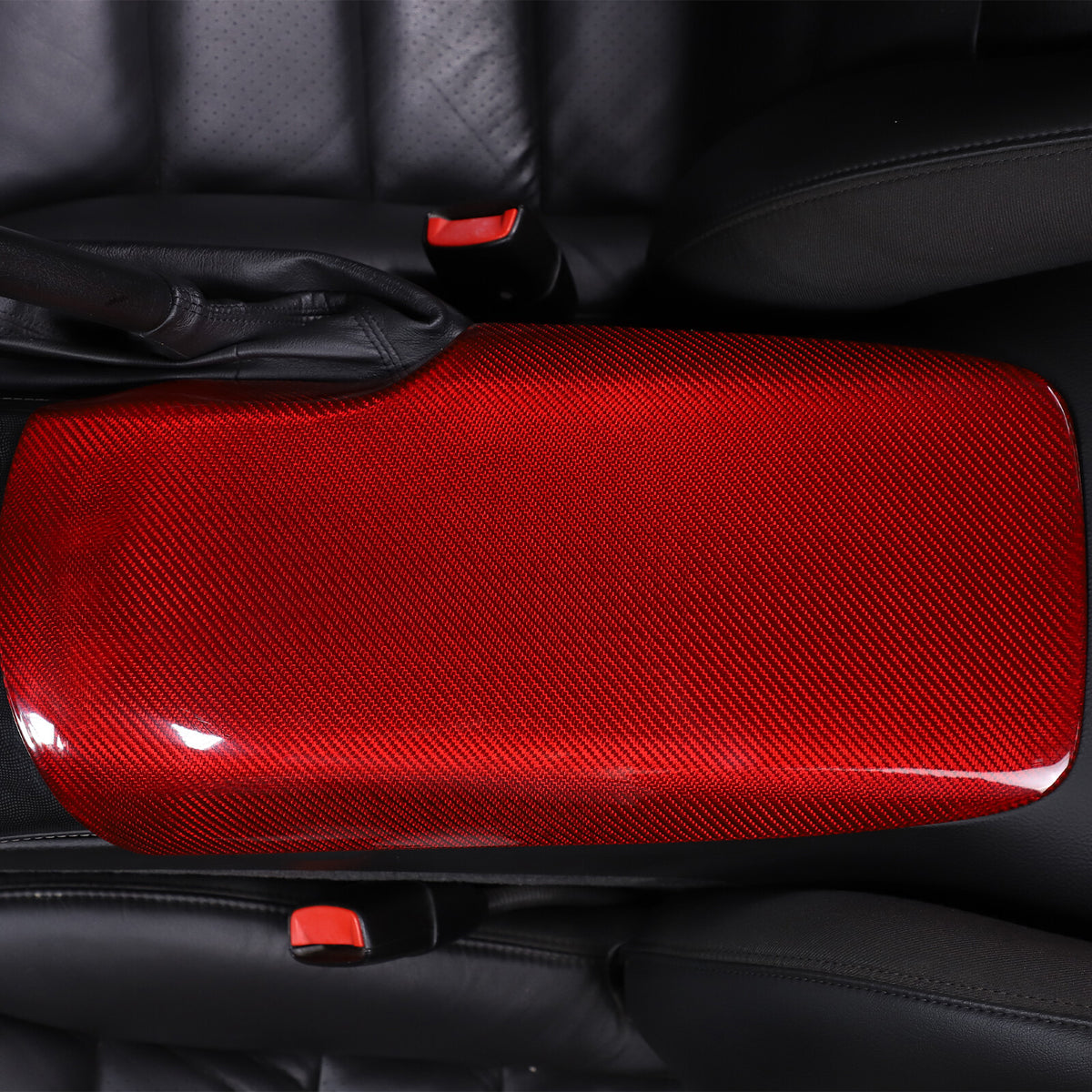 Red Real Carbon Fiber Center Console Armrest Box Cover For Corvette C6 2005-13 24