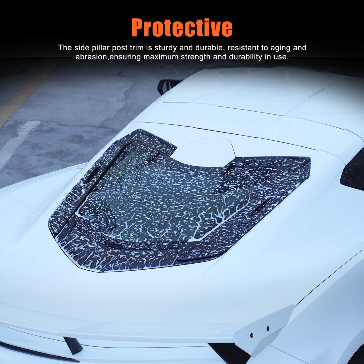 ABS Carbon Fiber Rear Hood Wash Waterproof Trim Cover For Corvette C8 2020+ 15