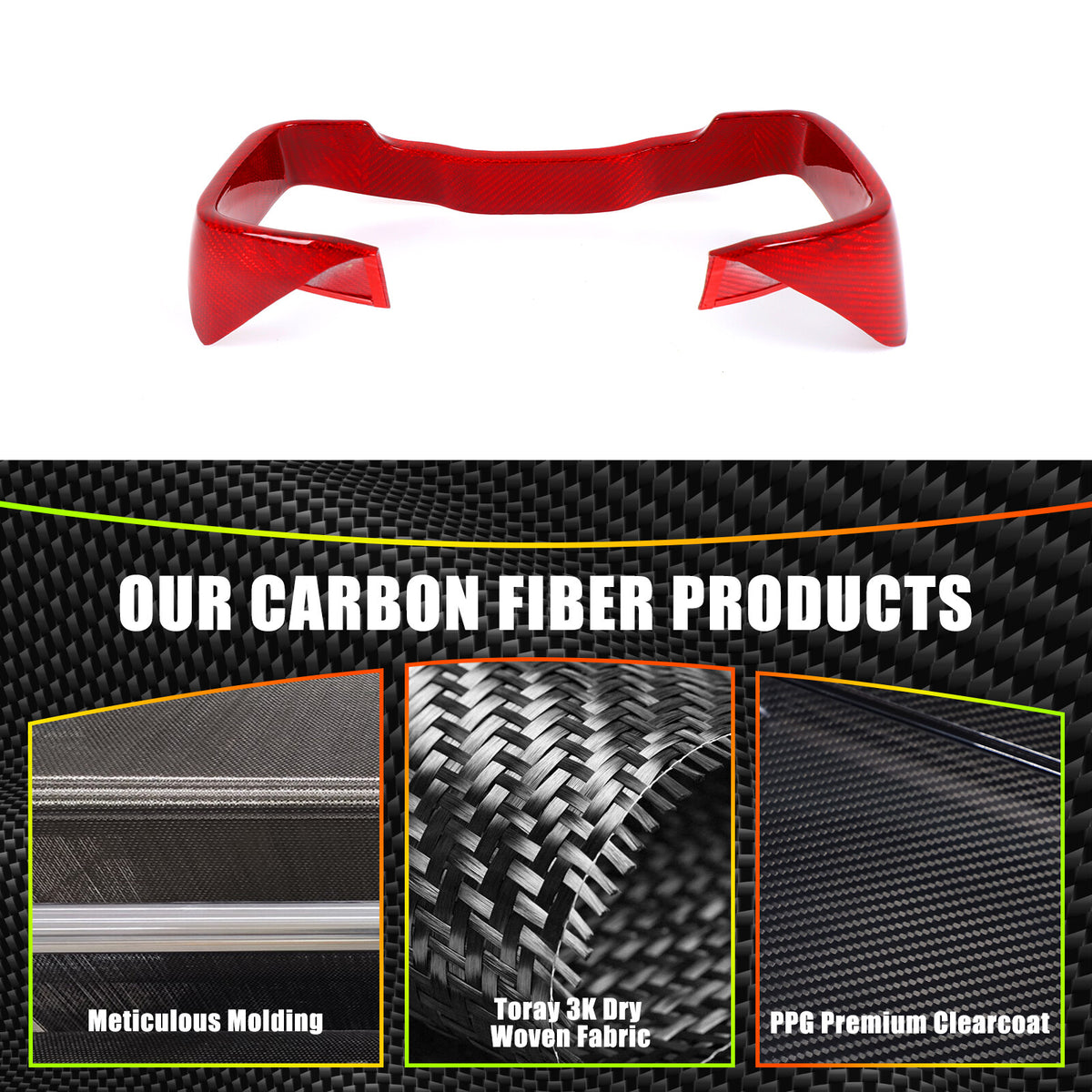 Red Real Carbon Fiber Center Dashboard Trim For Subaru Crosstrek 24+ 16