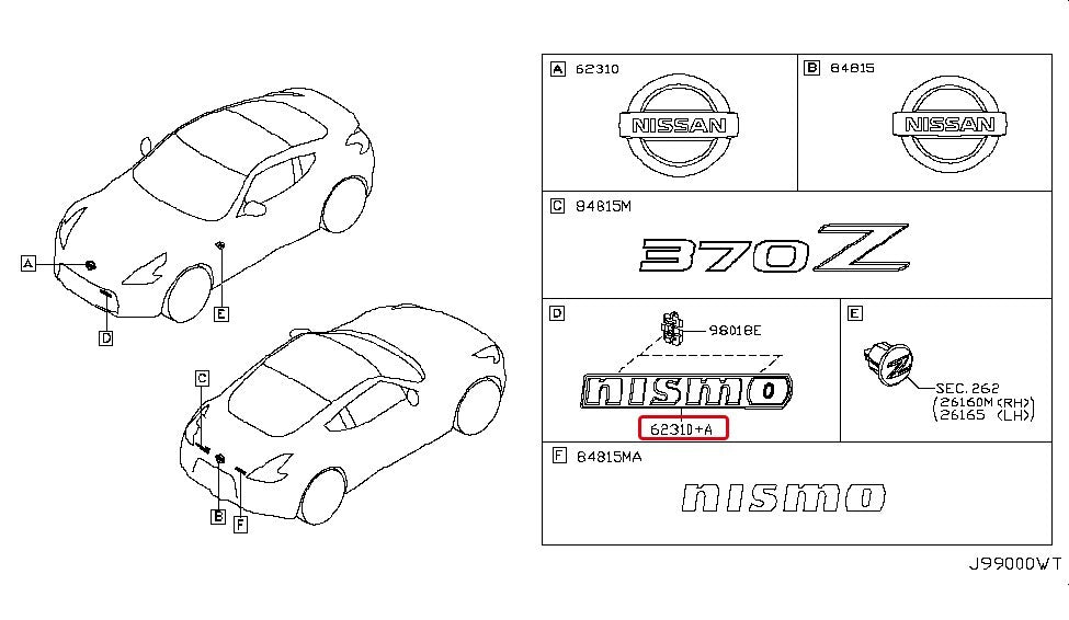 Nissan NISMO Genuine 370Z Z34 Front Bumper Fascia Nismo Emblem Badge 62890-6GA0A 3