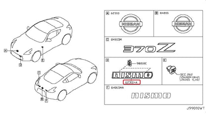 Nissan NISMO Genuine 370Z Z34 Front Bumper Fascia Nismo Emblem Badge 62890-6GA0A 3