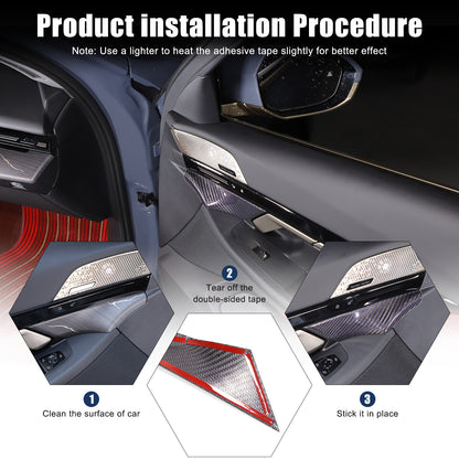 Real Carbon Fiber Interior Door Handle Panel Cover Trim For BMW 5 Series G60 24+ 9