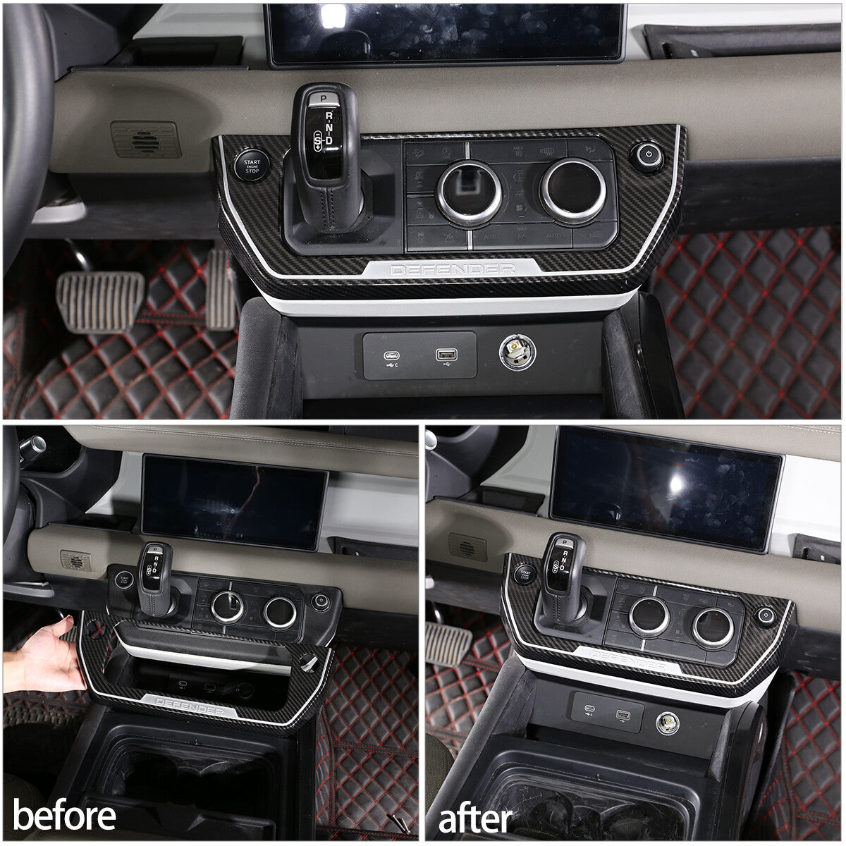 Oak Grain Center Console Gearbox AC Frame For Land Rover Defender 2020-2024 7