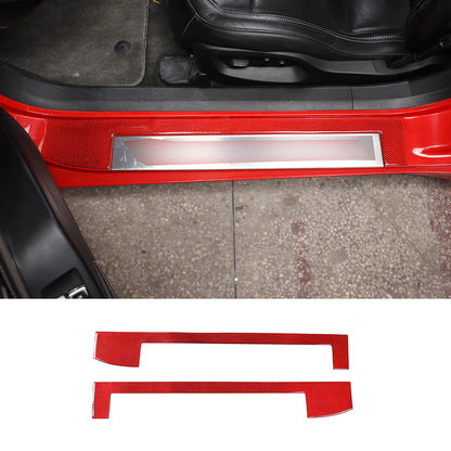 Red Carbon Fiber Door Sill Scratch Resistant Trim Sticker For Corvette C7 14-19 13