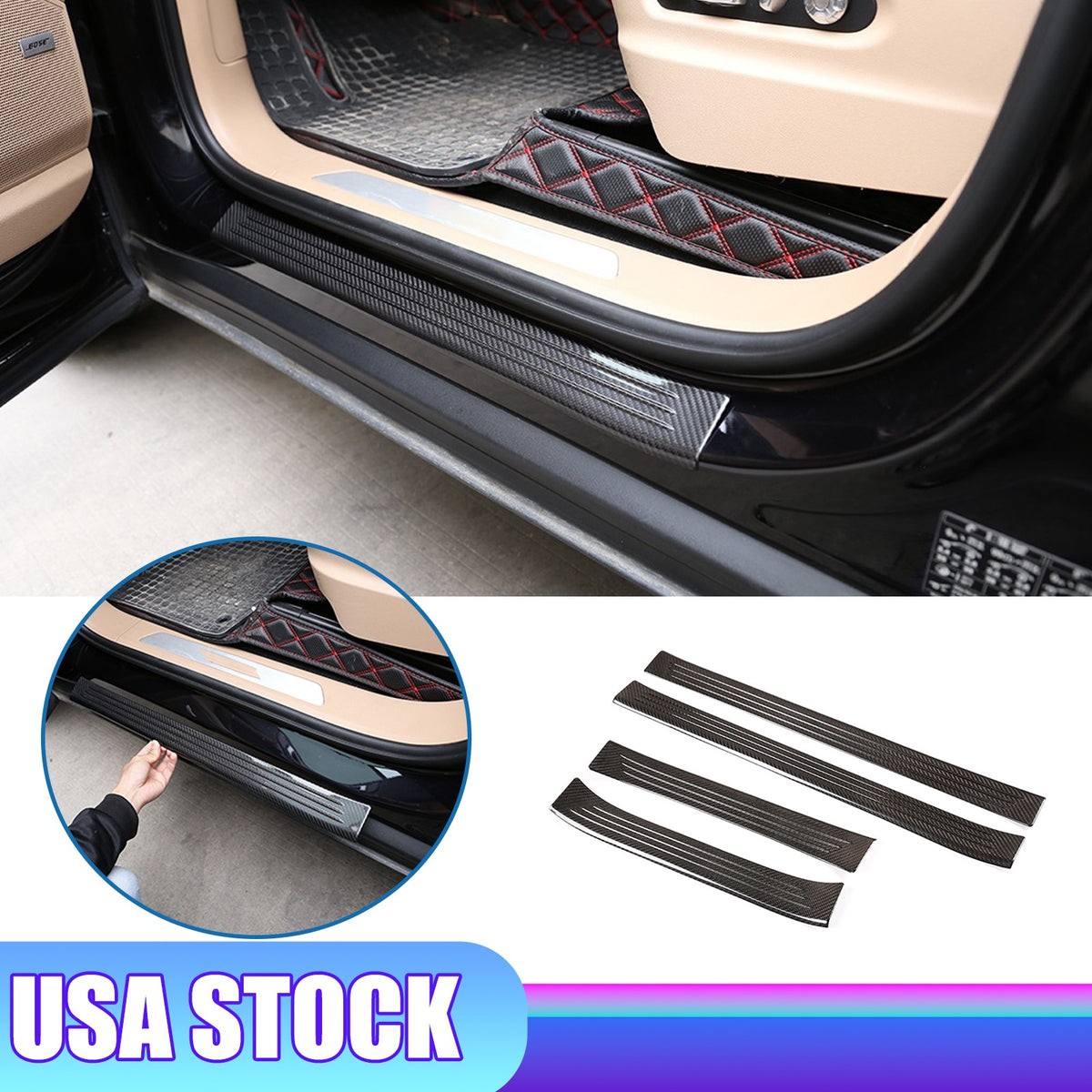 Real Carbon Fiber Outer Door Sill Scuff Plate For Porsche Cayenne E3 2018‑2021 1