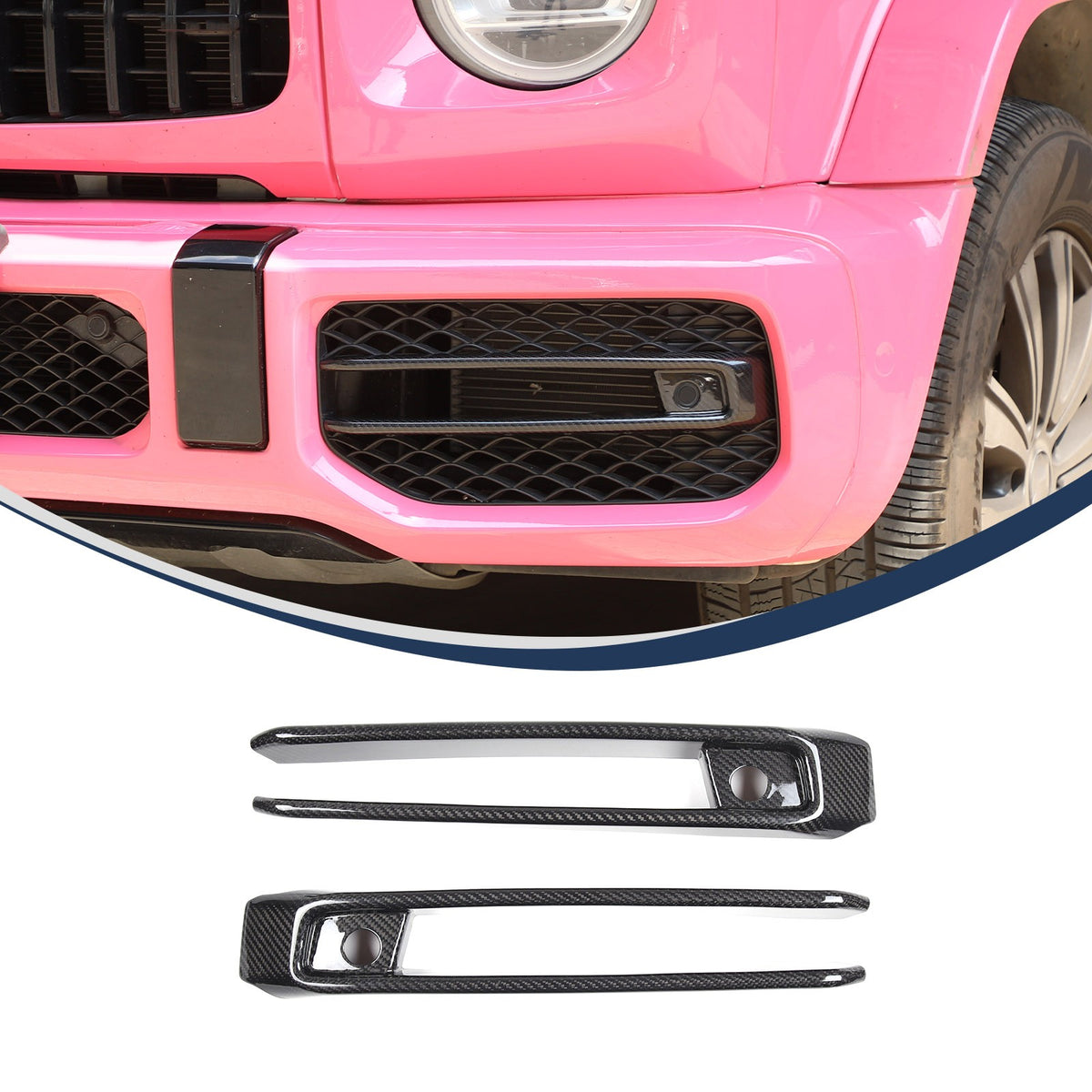 Real Carbon Fiber Front Fog Light Trim For Benz G-Class W464 G63 2019-2024 2