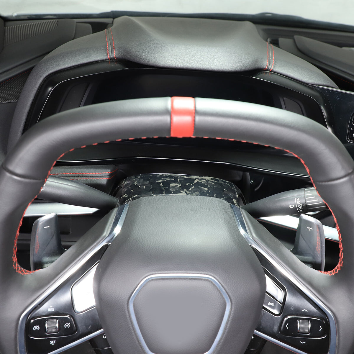 Forged Real Carbon fiber Steering Wheel Base Trim Cover For Corvette C8 Z06 20+ 7