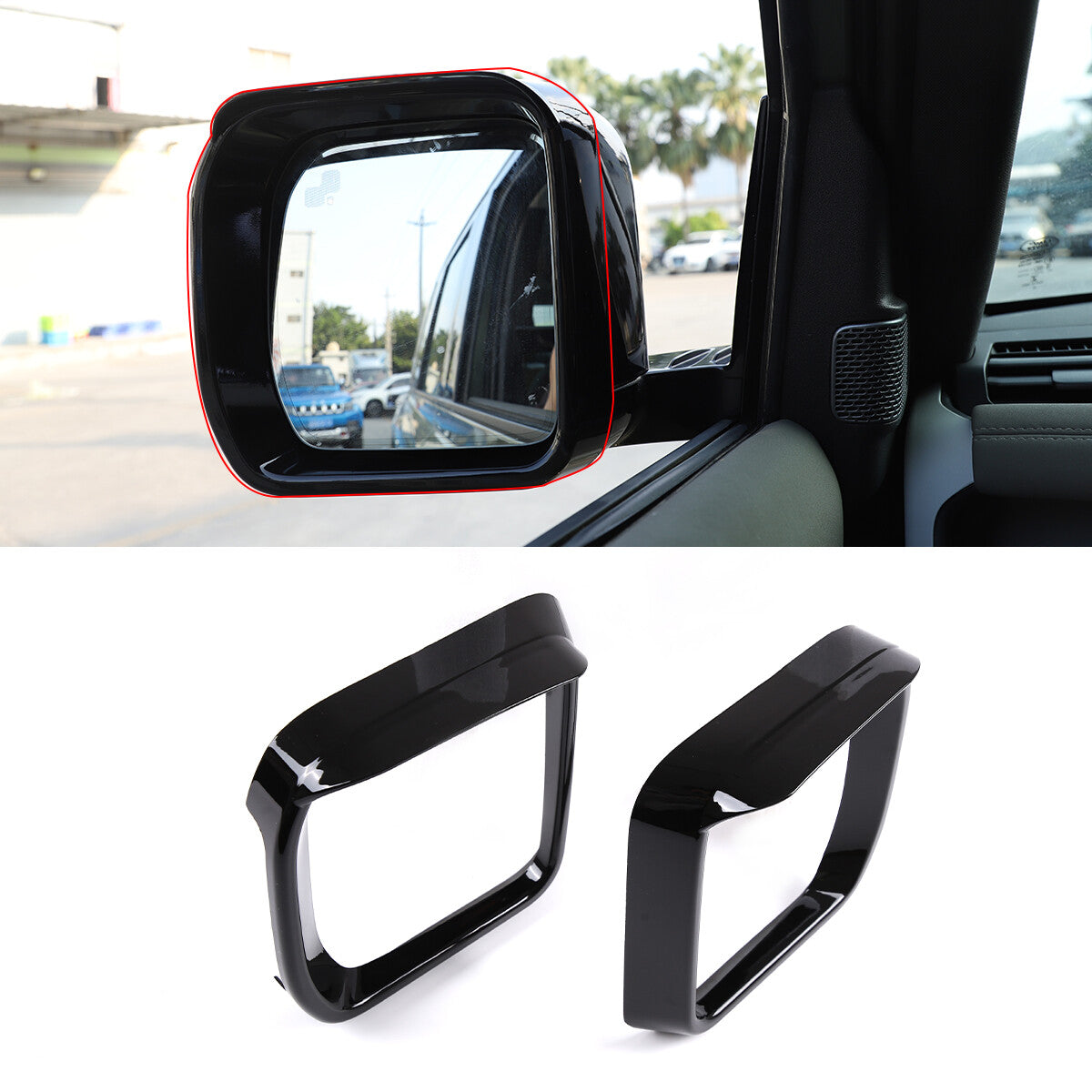 ABS Black Rear View Side Mirror Cover Trim For Land Rover Defender 2020-2022 1