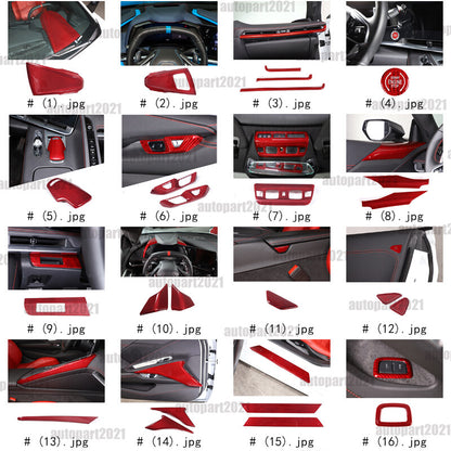 Red Real Carbon Fiber Full Interior Set Decor Trim Kit for Corvette C8 20-25 - Styles 1-5 2