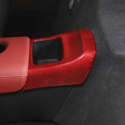 Red Carbon fiber Rear storage compartment cover trim For Toyota Supra A90 19-24 2