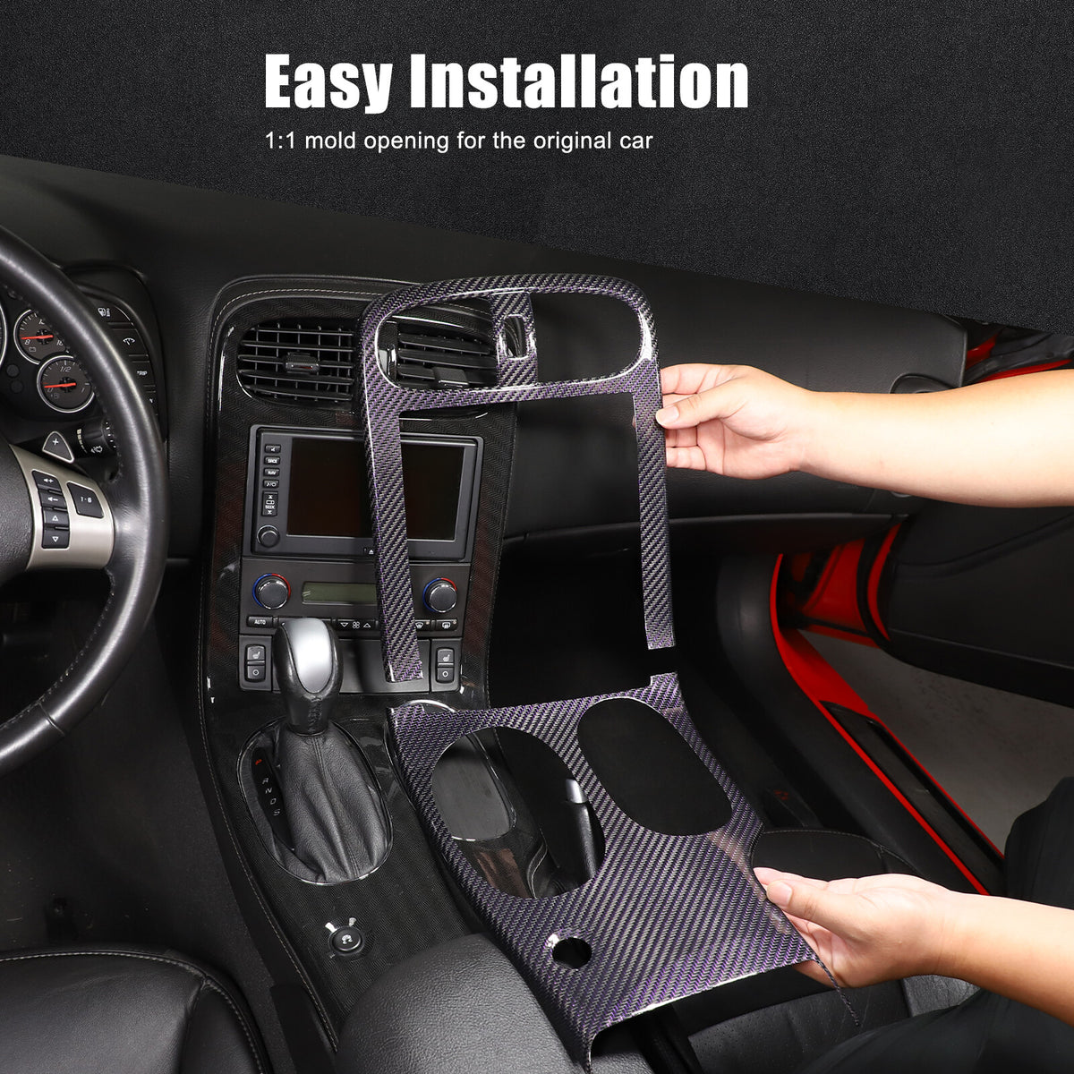 Real Carbon Fiber Interior Center Console Gear Trim For Corvette C6 2005-2013 4