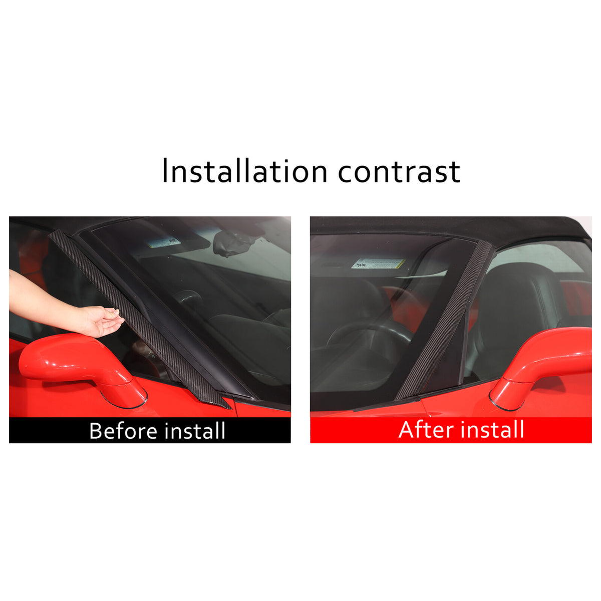 Real Dry Carbon Fiber Front A-Pillar Decorative Cover Trim For Corvette C6 05-13 14