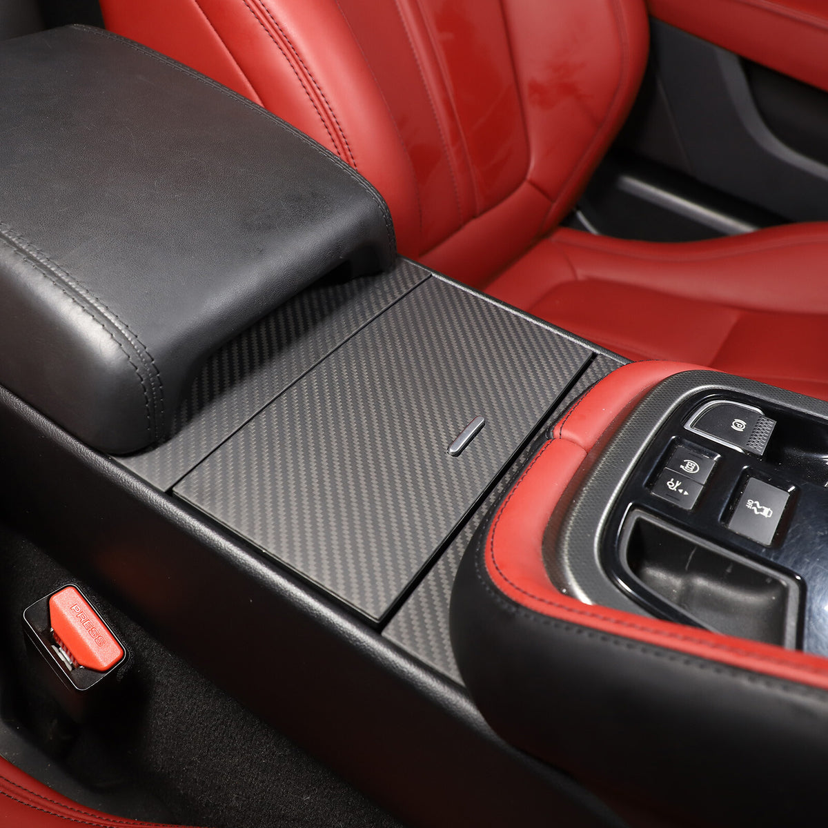 Matt Real Carbon fiber Water Cup Holder Panel Cover Trim For Jaguar F-TYPE 2013+ 4