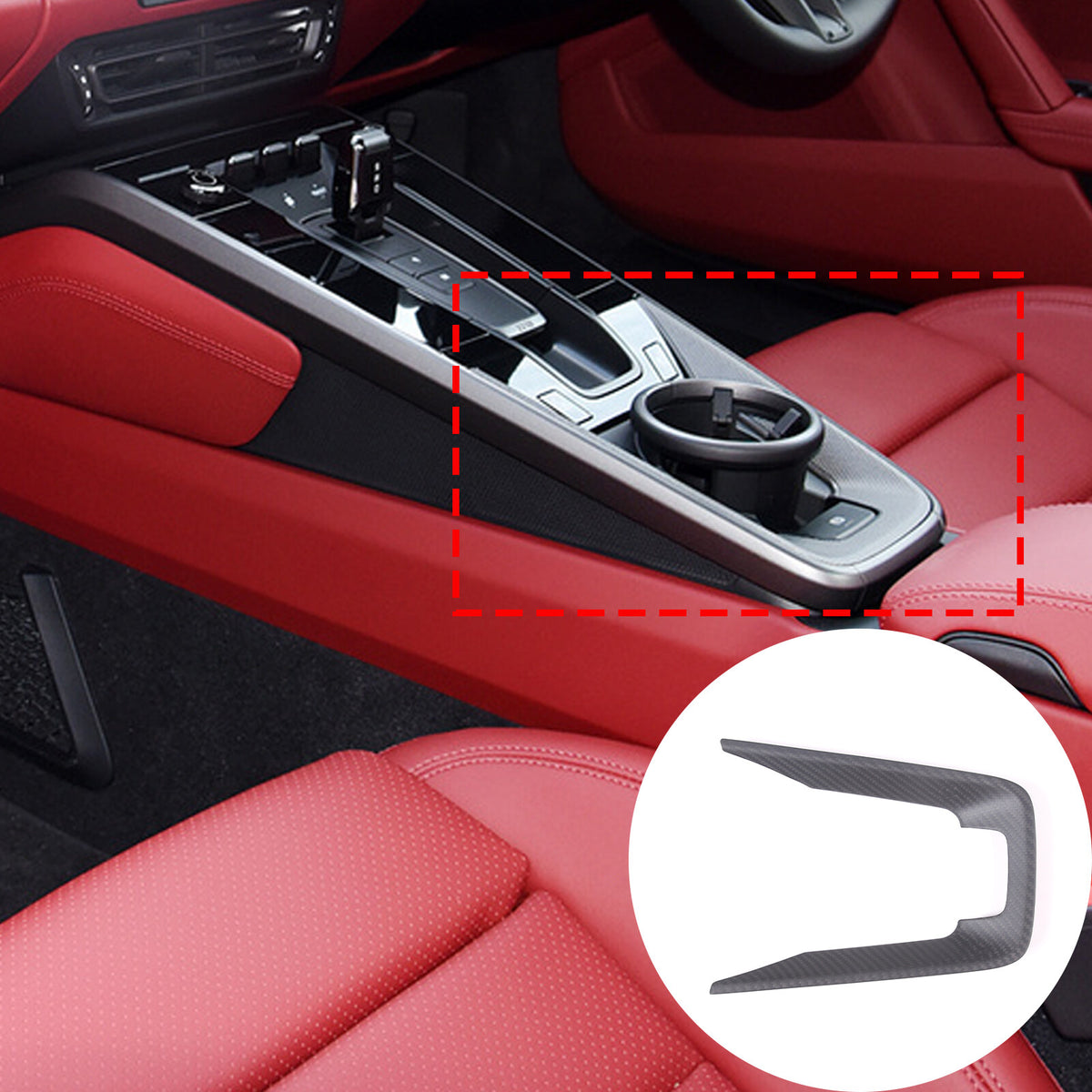 Matte Real Carbon Fiber Center Console Storage Box Cover Trim For Porsche 911 1