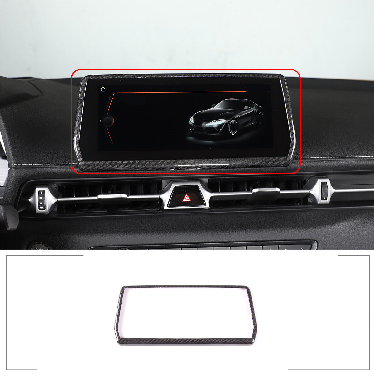 Fiber Touch Display Navigation Screen Trim Cover For Toyota Supra A90 19-24 1