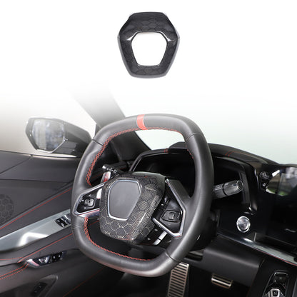 Real Honeycomb Carbon Fiber Steering Wheel Center Surround Cover For C8 Corvette 22