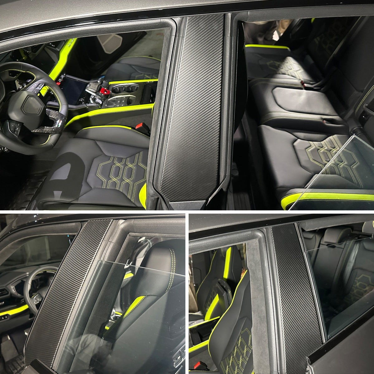 Matte Real Dry Carbon Fiber Windshield B-pillar Trim For Lamborghini URUS 18-23 8