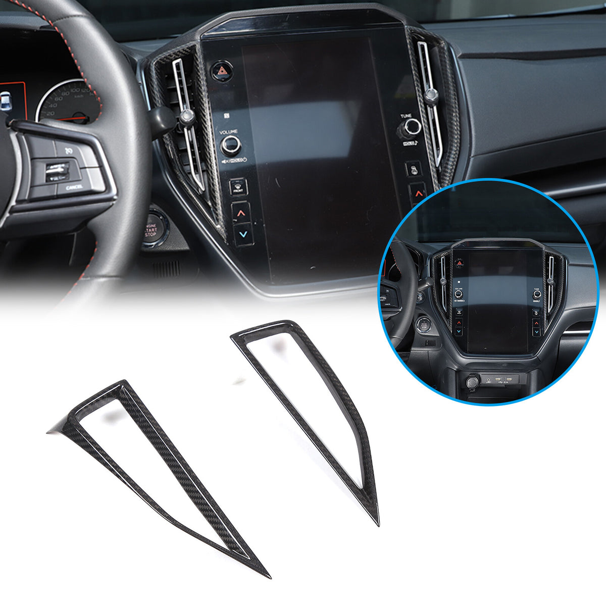 Real Carbon Fiber Interior Center Air Vent Cover Trim For Subaru WRX VB 22-24 20