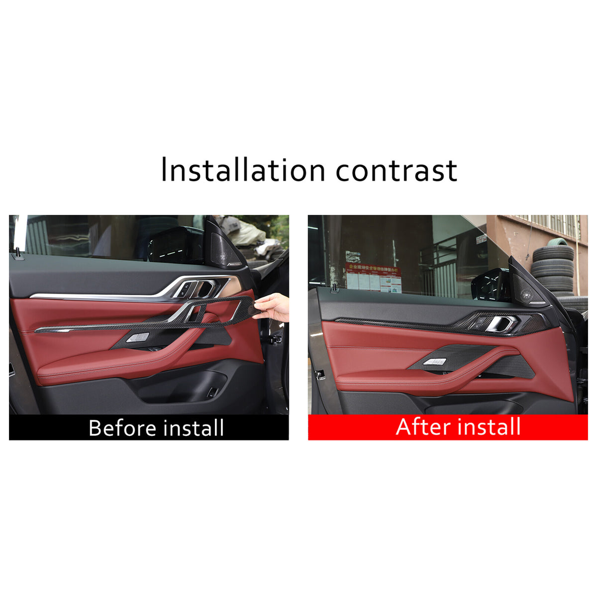 Real Carbon Fiber Interior Door Panel Trim For BMW 4 Series Gran Coupe G26 2022 17