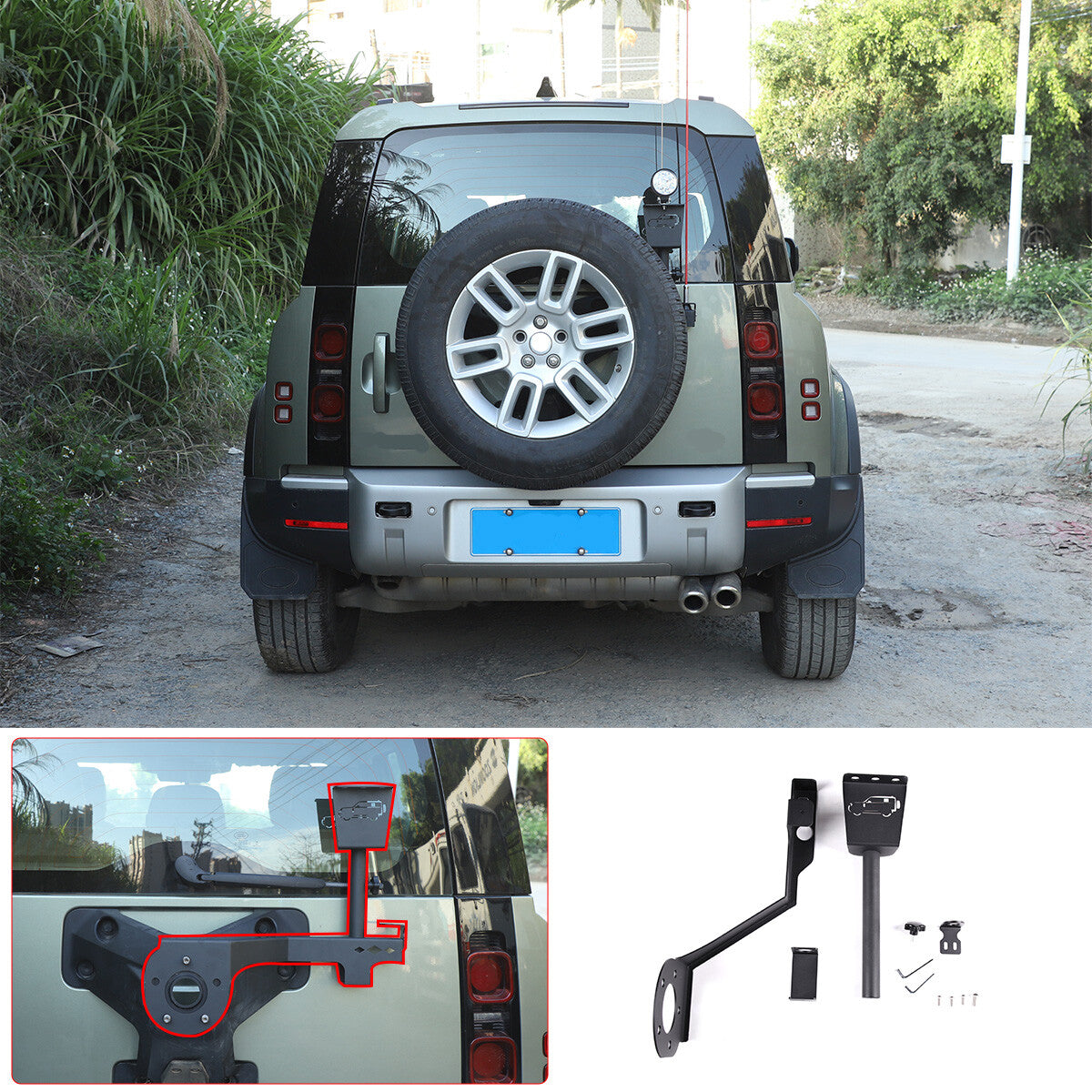 Tailgate flagpole Antenna Bracket Accessory For Land Rover Defender 90 110 2020+ 3