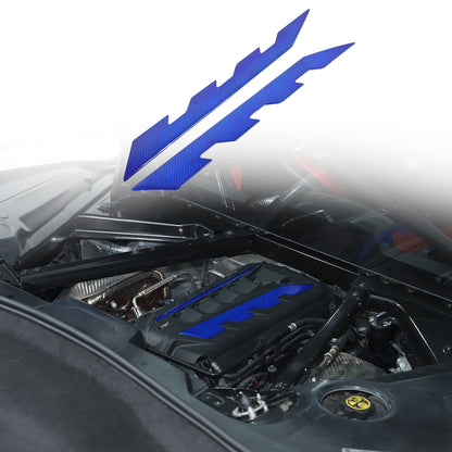 Blue Real Carbon Fiber Hood Engine Side Cover Trim for Corvette C8 2020+ 20