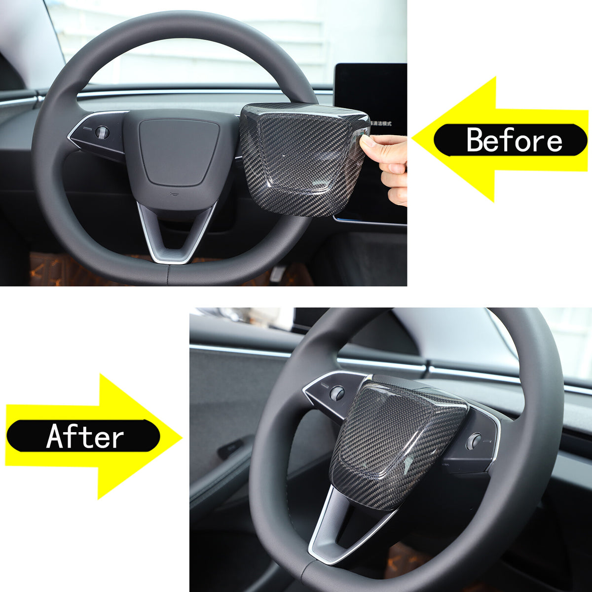 Real Dry Carbon Fiber Center Console Interior Trim Cover For Tesla Model 3 2023+ 58