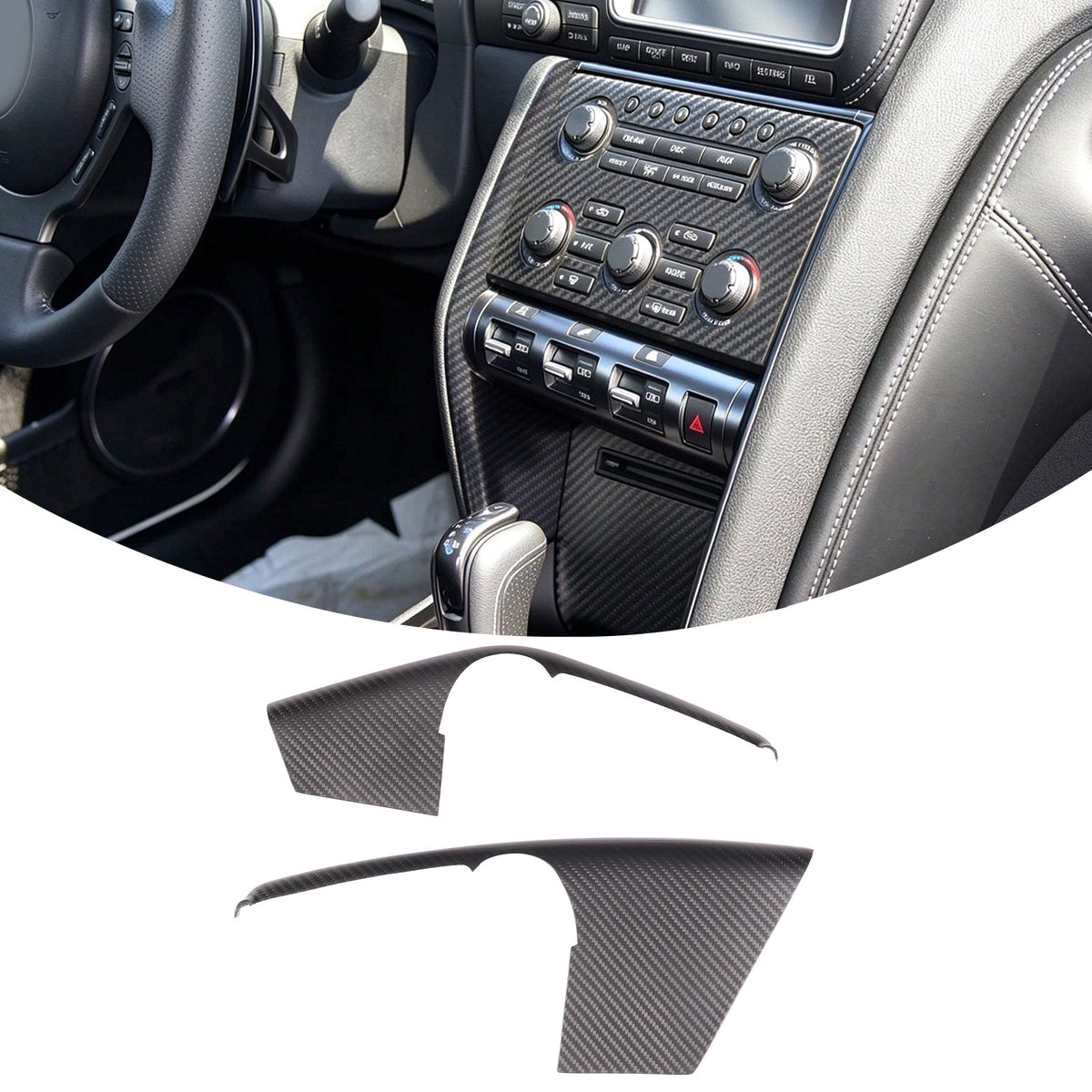 Matte Real Carbon Fiber Mode Button Side Trim For Nissan GTR R35 2008-2016 5