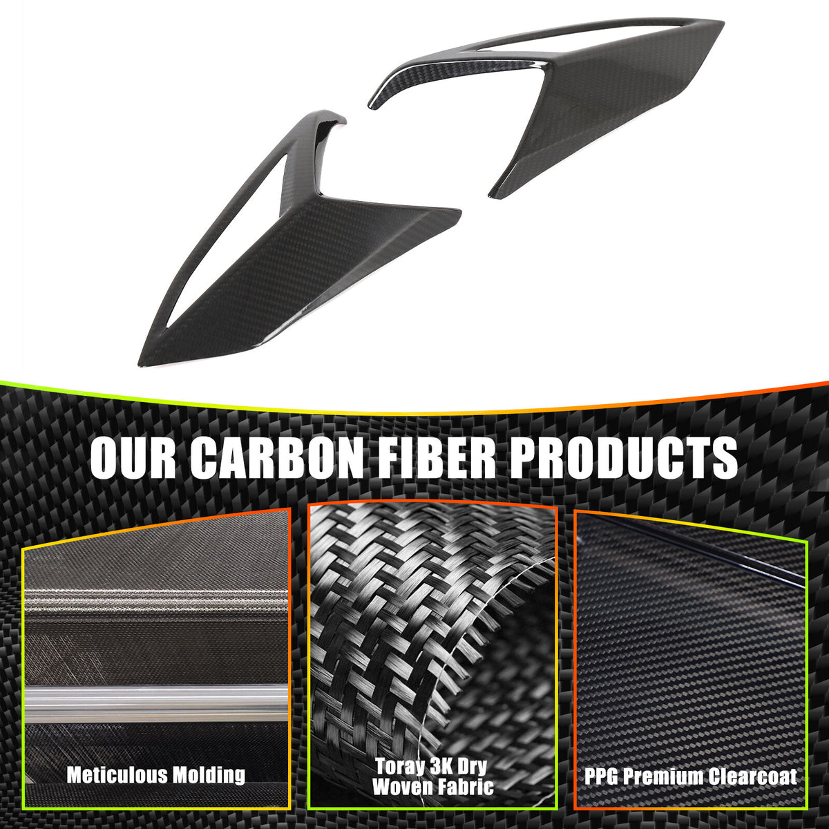 Real Carbon Fiber Rear Taillight Side Trim Cover for Corvette C8 2020+ US 11