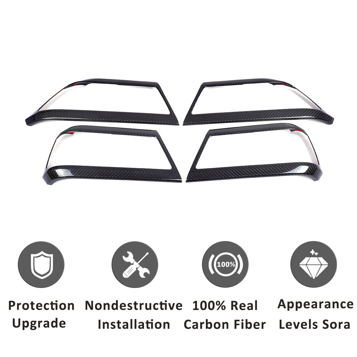 Carbon Fiber Door Handle Frame Cover Trim For Land Rover Defender 110 2020 2022 9